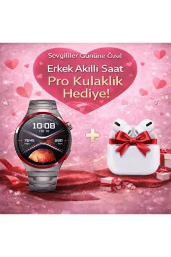 Watch 4 Pro Erkek Akıllı Saat AMOLED Ekranlı, Bluetooth Bağlantılı, Büyük Ekran, +3 Kordon Hediyeli