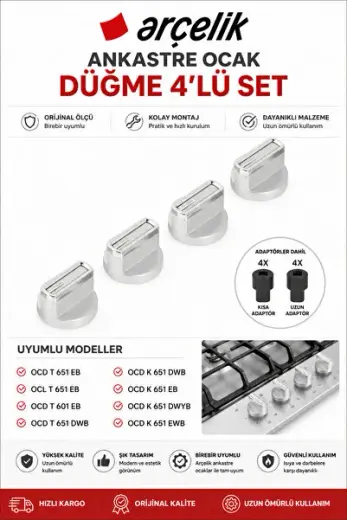 OCD T 651 EB Ankastre Ocak Set Üstü Düğme 4 Adet
