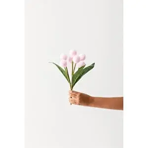 Güleç Yapay Çiçek Yapay Ponpon Çiçeği Pembe 35 Cm 7 Dal
