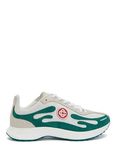 Beyaz Yeşil Kadın Deri Sneaker