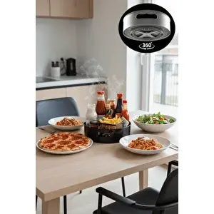 Mithra Life 360 Derece Döner Siyah Banyo Mutfak Düzenleyici Organizer Toparlayıcı Tepsi Mit1288