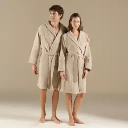 Solıd Bambu Unısex Bornoz Koyu Bej 2