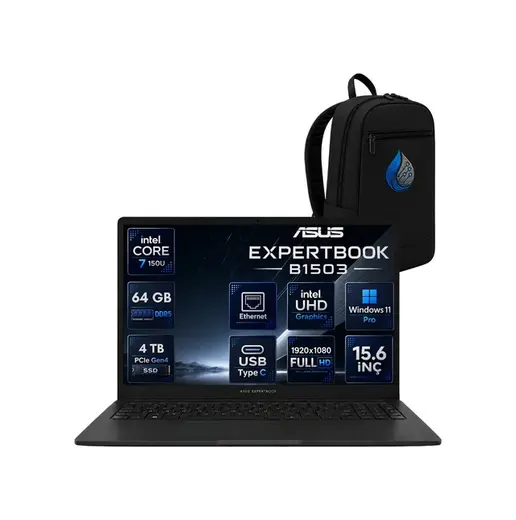Asus ExpertBook B1 B1503CVA-C716512B0DRNP28 Core 7 150U 64 GB 4 TB SSD 15.6'' W11P Dizüstü Bilgisayar