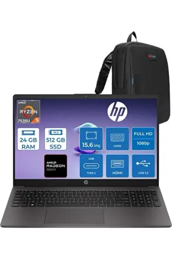 255 G10 Ryzen 5 7535U 24GB 512GB SSD Amd Radeon 660M 15.6" Fhd 250NITS Freedos Taşınabilir Bilgisayar D30M3ETF05 + Zettaçanta