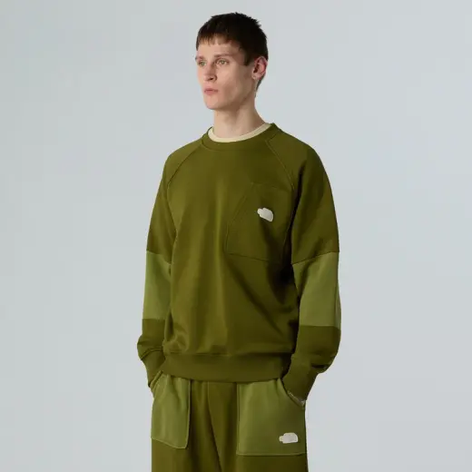 The North Face Terry Relaxed Crew Erkek Haki Sweatshirt