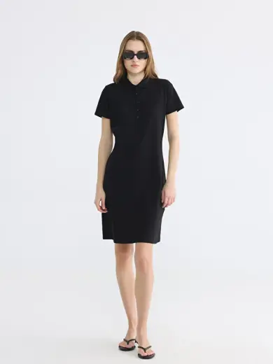 Polo Yaka Pike Mini Elbise