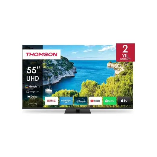 1001 55 Inç (139 Cm) 4K Ultra Hd Google Tv, HDR10, Dolby Audio, Google Assistant, Chromecast Built-In,