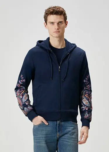 Lacivert Kapüşonlu Sweatshirt