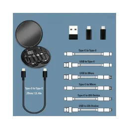 60w Destekli Kablo Kutusu Seyahat Kablo Seti 5'i 1 arada USB Type-C Şarj Kablosu Seti 4
