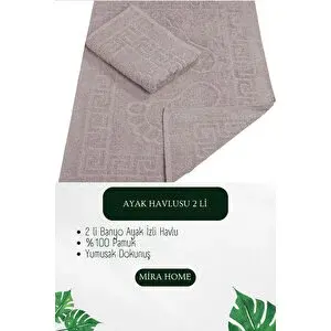 Mira Home 2 Li Ayak İzli Banyo Ayak Havlusu %100 Pamuklu Renkli 50x70 Cm Menom Mürdüm Mürdüm