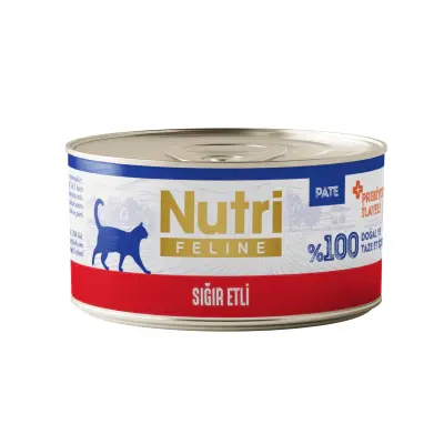 Nutri Feline Sığır Etli Tahılsız Prebiyotik İlaveli Ezme Yetişkin Kedi Konservesi 70gr