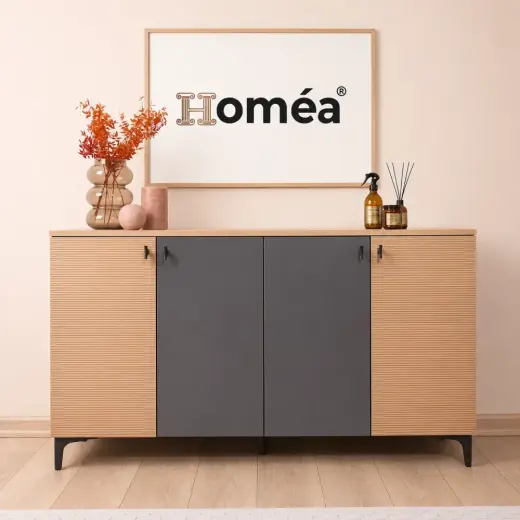 Homea 4 Kapaklı Konsol Meşe Antrasit