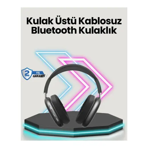 Renas Store Bluetooth V5.0 Kablosuz Kulak Üstü Kulaklık | Katlanabilir, Mikro USB Girişli