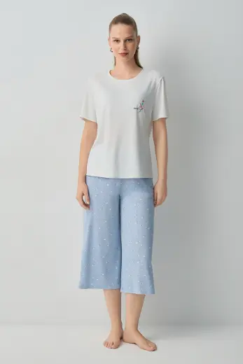 Mavili Mina Kapri Pijama Takımı