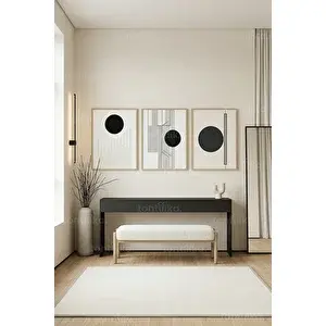 Tontilika Modern Geometrik Soyut 3’lü Ahşap Çerçeveli Tablo Seti 21x30 cm