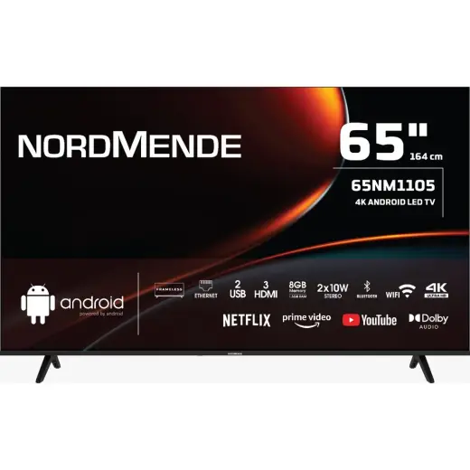 Nordmende 65NM1105 65" 4K Ultra HD Android Smart LED TV Dahili Uydu Alıcısı ile Gelişmiş İzleme