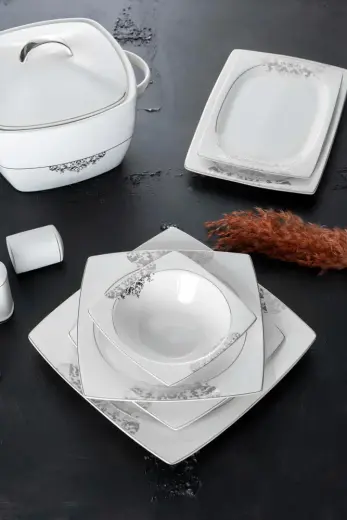 Acar Elena Silver 60 Parça 12 Kişilik Yemek Takımı
