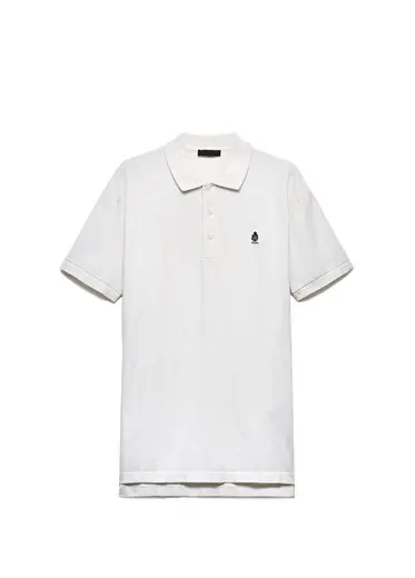 Chalk White Boyalı Pamuk Polo Yaka Kısa Kollu Erkek T-shirt