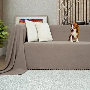 Latuda Home Latuda - Şönil Çift Taraflı Kaymaz Çekyat Örtüsü Ve Koltuk Şalı Cappuccino