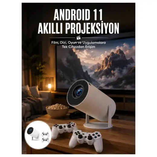 Akıllı Bayi 4K Wireless Çift Kollu Kumandalı Oyun Projeksiyonu Retro Video Oyunu Yeni Nesil Aby