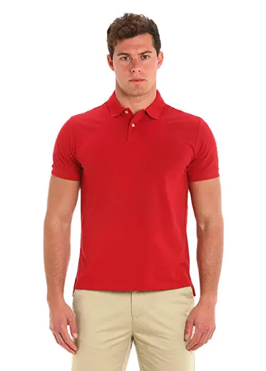 Deck Kırmızı Polo Yaka Kısa Kollu Erkek T-shirt