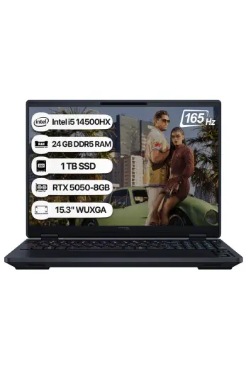 HP HyperX OMEN 15 D2QD2EA Intel Core i5 14450HX 24 GB 1 TB SSD RTX5050-8 GB Freedos 15.3" WUXGA 165Hz Taşınabilir Bilgisayar