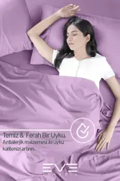 Eve Tekstil Fitted Yüksek Kaliteli Penye Kumaş Çift Kişilik Lastikli Çarşaf Lila 5
