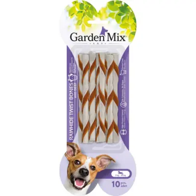 Garden Mix Dana Etli Burgu Çubuk Deri Kemik Köpek Ödülü (10'lu)