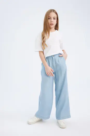 Wide Leg Geniş Bol Paça Jean Pantolon Kız Çocuk