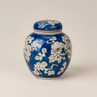 Evidea Deco Sorrento Seramik Vazo - Lacivert / Beyaz - 15,5 cm