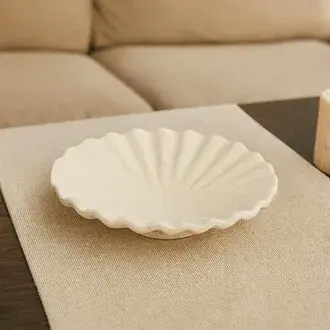 Evidea Deco Olite Dekoratif Tabak - Bej - 26 cm