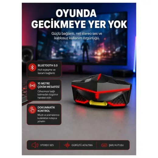 sbodurhome Kablosuz Bluetooth Kulaklık 5.0 Dokunmatik Kontrol Gürültü Engelleme