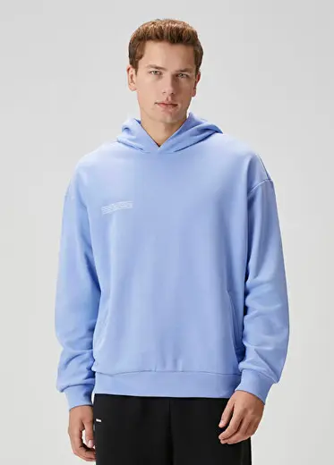 Açık Mavi Kapüşonlu Sweatshirt