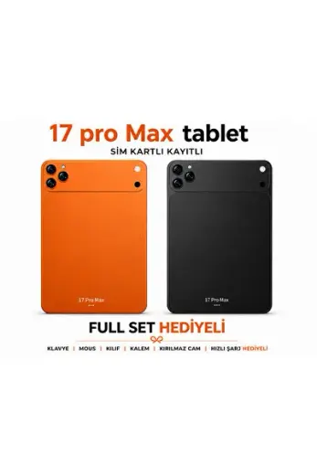 17 ProMax Sim Kartlı Resmi Kayıtlı Klavye+Mous+Kalem+Kılıf