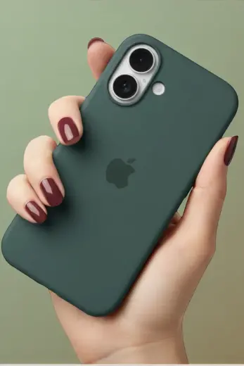 Iphone 16 Uyumlu Kılıf Logolu Lansman Soft Yumuşak Içi Kadife Silikon Kapak Yeşil