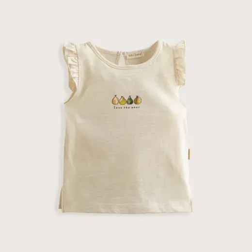 Pear Fırfırlı Tshirt Ekru