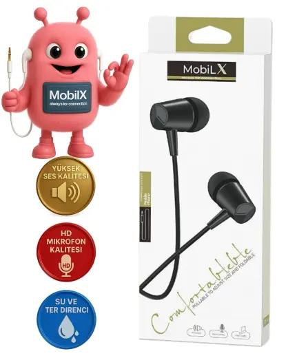 MobiLX ME-03 Beyaz Kablolu Kulak İçi Kulaklık – Aux Girişli, Extra Bass, Tüm Telefon ve Cihazlarla Uyumlu