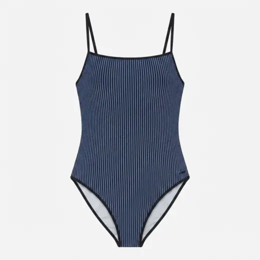 Nike Swim Ripple Texture Squareneck Kadın Lacivert Mayo