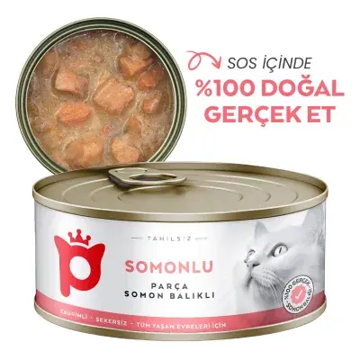 Petlebi Sos İçinde Parça Taze Somonlu Kedi Konservesi 70gr