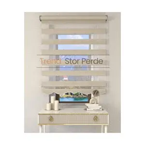Trend Stor Perde Sütlü Kahve Etek Dilimli Zebra Stor Güneşlik Perde 150x200 cm
