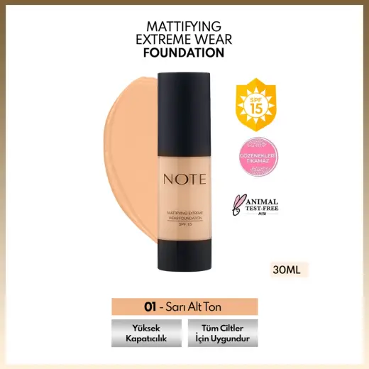 Note Mattifying Extreme Wear Foundation Fondöten 01 Beige