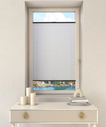 Beyaz Plise Katlanır Cam Balkon Perdesi - Ofis Perdesi - Mutfak Perdesi - Salon Perdesi - Beyaz