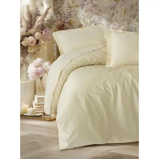 Cotton Box Elegant Saten Çift Kişilik Nevresim Takımı Bej
