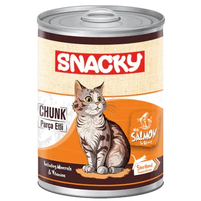 Snacky Sos İçinde Somonlu Parça Etli Kısırlaştırılmış Kedi Konservesi 400gr