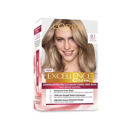 Loreal Paris Excellence Creme Saç Boyası - 8.1 Küllü Koyu Sarı