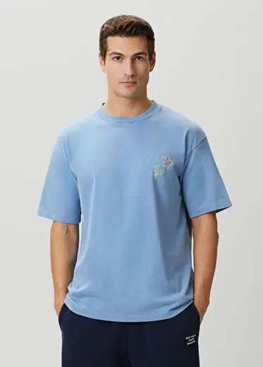 Mavi Logo Baskılı T-shirt