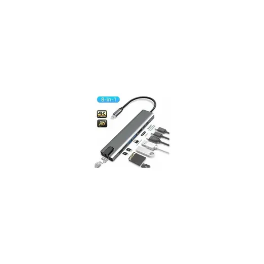 Comse Macbook Pro Air Uyumlu USB Type-C 8 Hub Dönüştürücü Çevirici Çoklayıcı USB Hdmı Micro Sd 8 Girişli