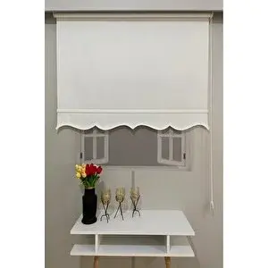 Givayo Stor Gi̇vayo Stor Etek Di̇li̇mli̇ Stor Ekru Perde Güneşli̇k Kırık Beyaz 200x200 Cm 200x200 cm