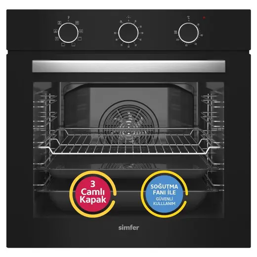 Simfer 8220 0+8 Fonksiyon QS Siyah Cam Ankastre Fırın Power Turbo Pop-up