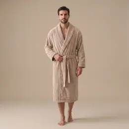 Solıd Bambu Unısex Bornoz Kum Taşı 2